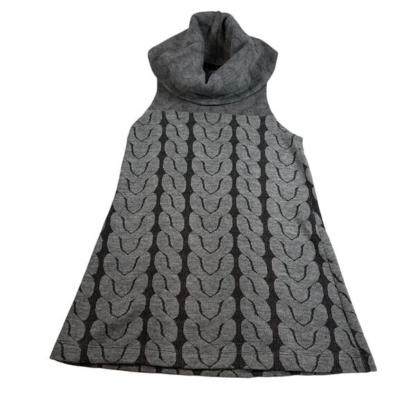 liquid womens cowl neck sleeveless wool blend cable gray black tunic sweater. 6 - Picture 1 of 7